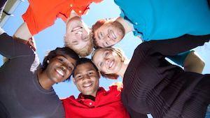 students hanging outside